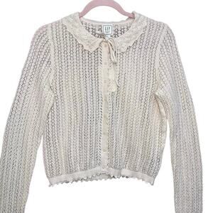 Gap × DÔEN Linen Blend Pointelle Cardigan Size Small Feminine Cottagecore Girly